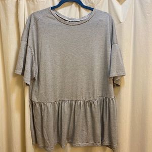 ASOS Curve black and white striped oversized top peplum